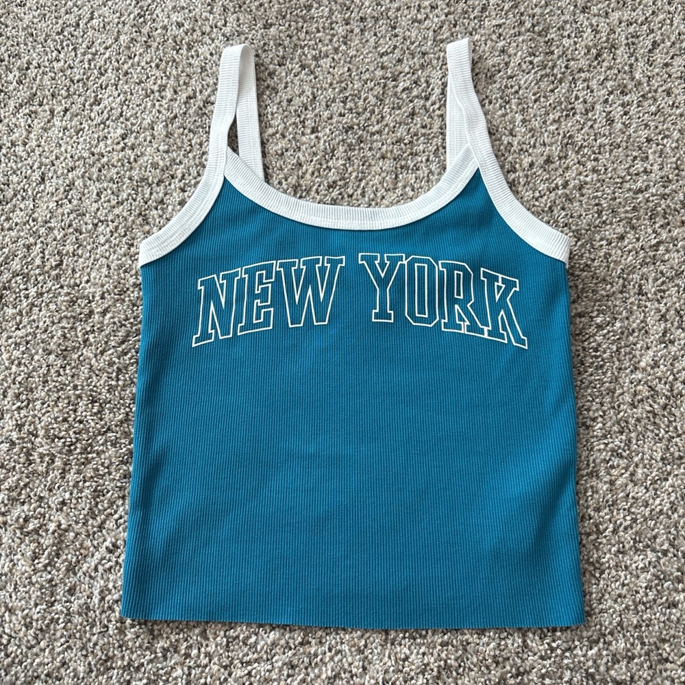 Teal and White Women's Tank Top